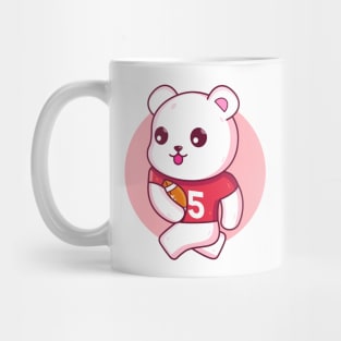 Cute Polar Bear Rugby American Football Mug